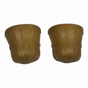 Home Interior Homco Brown Bushel Basket Wall Pocket Set of 2 Vintage 1989